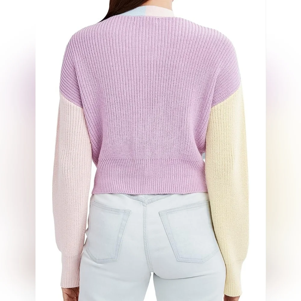 NEW BCBGeneration Colorblock Knit Buttoned Cardigan Size S Pastel Y2K Girlhood - Picture 3 of 13